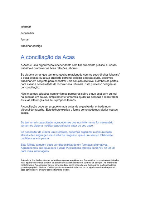 A conciliação prévia explicada - Acas