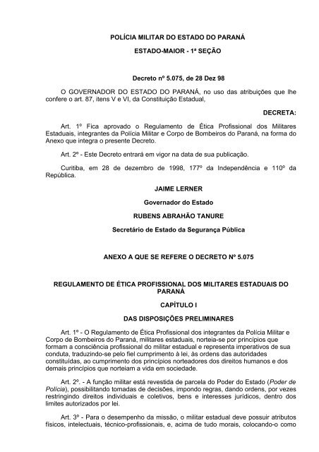 Decreto 5.075 de 28-12-98 Regulamento de ética ... - APRA