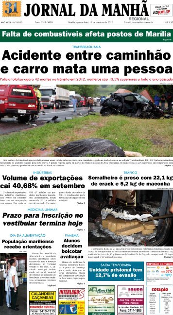 Acidente entre caminhão e carro mata uma pessoa - Jornal da Manhã