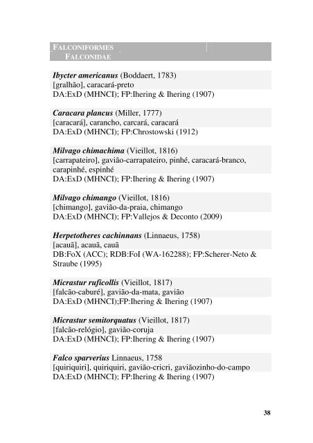 Lista das aves do Paraná - Atualidades Ornitológicas