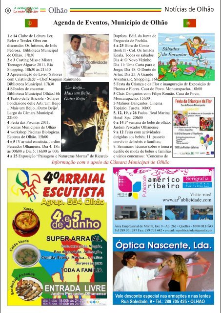 Agenda de Eventos, Município de Olh oã - a melhor opção - revista