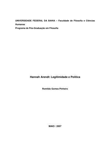 Hannah Arendt: Legitimidade e Política - Programa de Pós ...