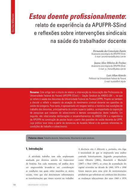 Revista Universidade e Sociedade - Andes-SN