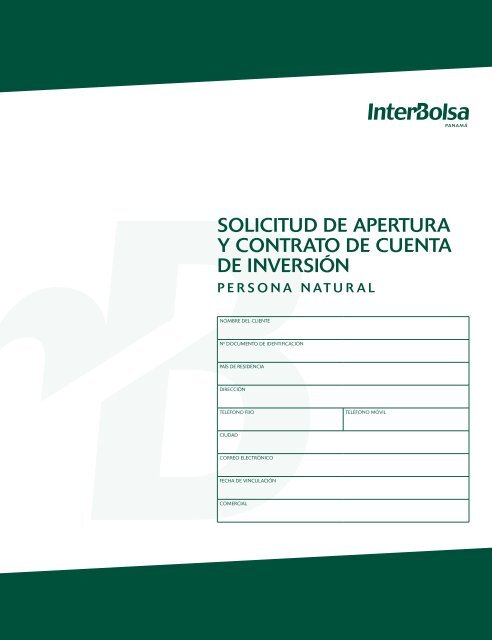 solicitud de apertura y contrato de cuenta de inversión - InterBolsa ...