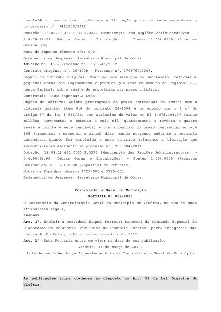 Atos Oficiais publicados em 12/03/2013 - Prefeitura de Vitória
