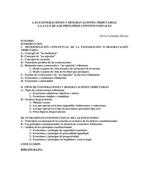 Las exoneraciones y desgravaciones tributarias - Instituto de ...