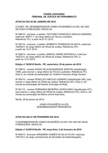 Nomeados 2010 - (28/01/10) - Poder Judiciário de Pernambuco
