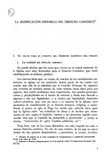 LA SIGN1FICACION HISTORICA DEL DERECHO CANONICO* 1 ...