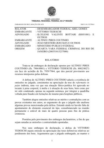 EMBARGOS DE DECLARAÇÃO EM ACR 200551015237080