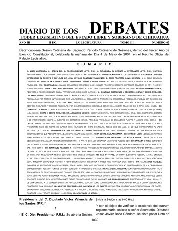 DEBATES - H. Congreso de Chihuahua