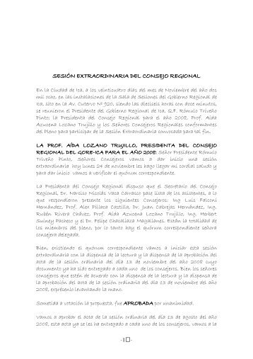 SESIÓN EXTRAORDINARIA DEL CONSEJO REGIONAL SESIÓN ...