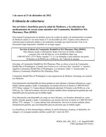 Evidencia de cobertura - Community Health Plan