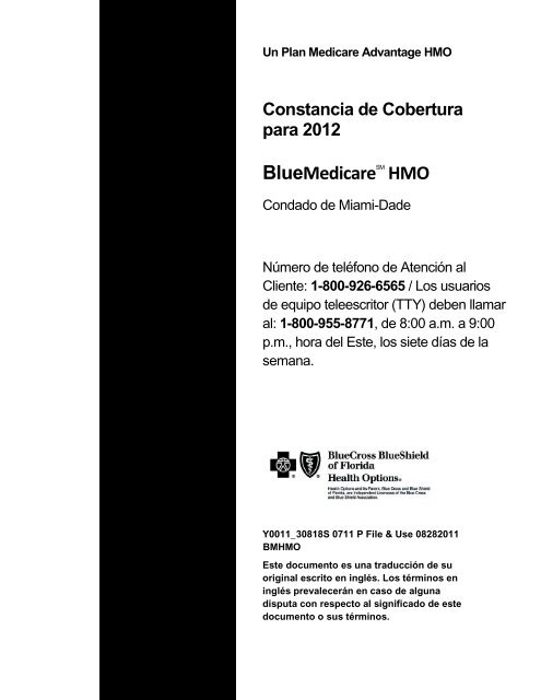 Constancia de Cobertura - Plans - BCBSF