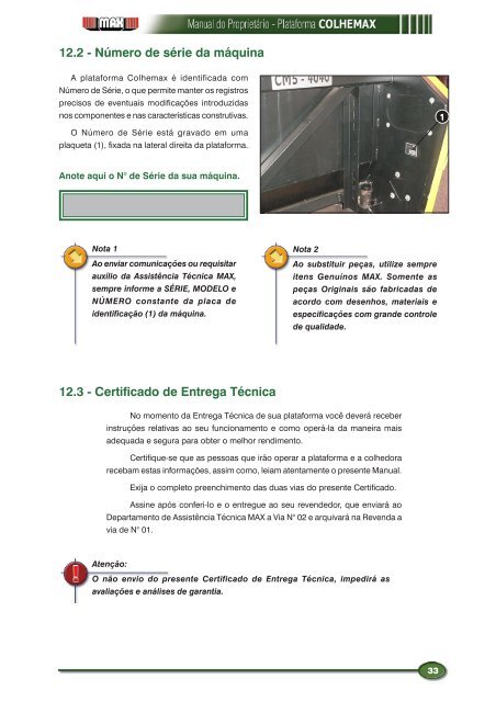 Manual do operador Colhemax - MAX Indústrias Irmãos Thonnigs Ltda