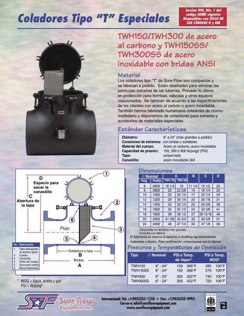 Coladores Tipo - Sure Flow Equipment Inc