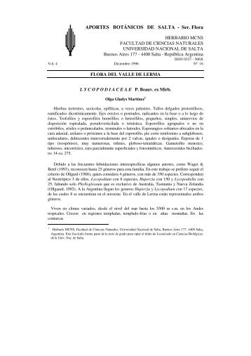 16. LYCOPODIACEAE.pdf - Universidad Nacional de Salta