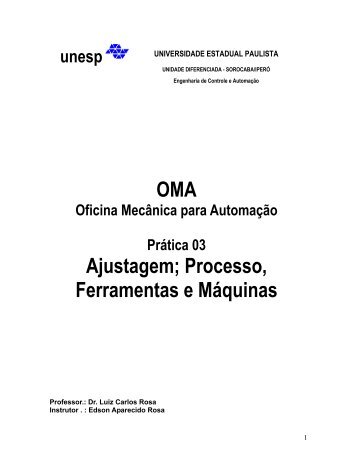 OMA Ajustagem; Processo, Ferramentas e Máquinas - Unesp