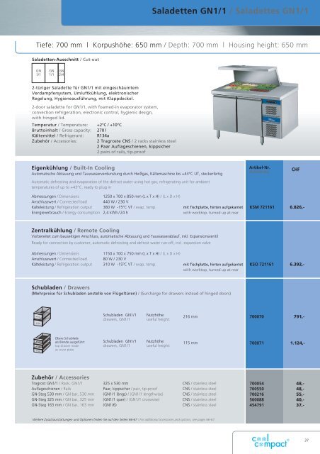 Kühltische GN1/1 / Refrigerated Counters GN1/1 - wiba-ag.ch Home