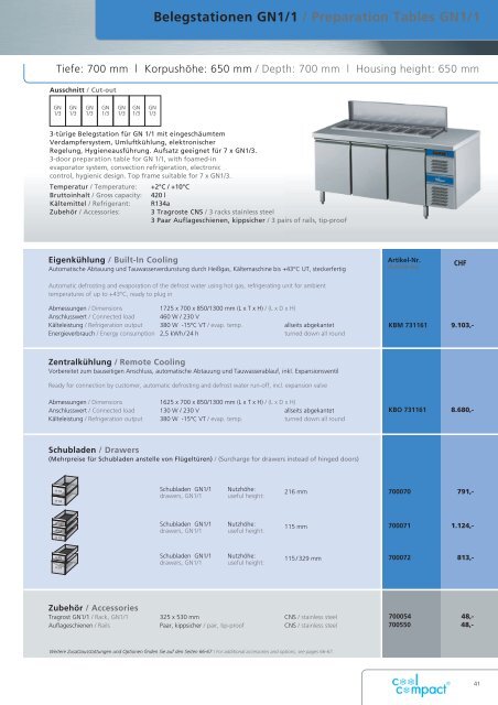 Kühltische GN1/1 / Refrigerated Counters GN1/1 - wiba-ag.ch Home