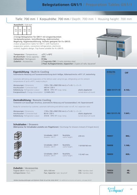 Kühltische GN1/1 / Refrigerated Counters GN1/1 - wiba-ag.ch Home