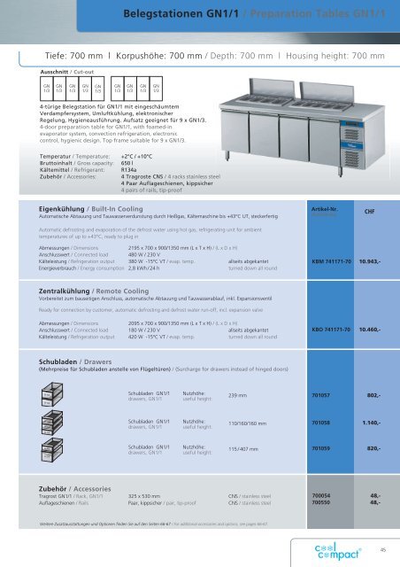 Kühltische GN1/1 / Refrigerated Counters GN1/1 - wiba-ag.ch Home