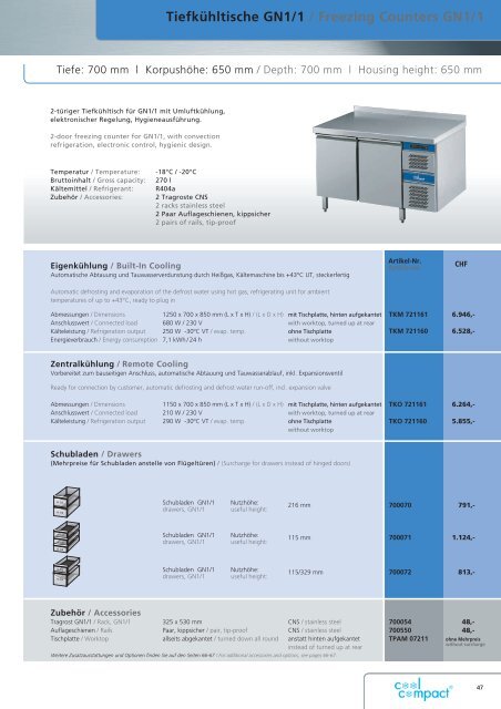 Kühltische GN1/1 / Refrigerated Counters GN1/1 - wiba-ag.ch Home