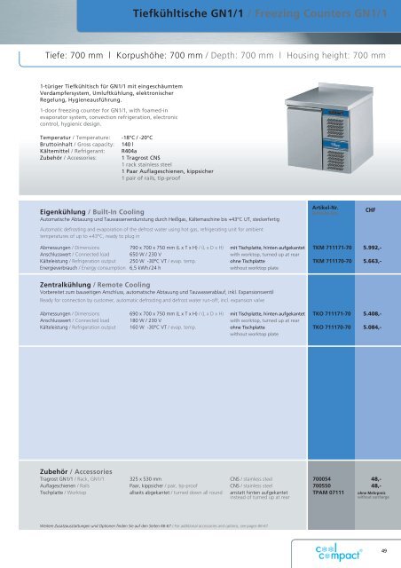 Kühltische GN1/1 / Refrigerated Counters GN1/1 - wiba-ag.ch Home