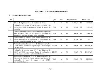 Anexo III - Planilha de Custos