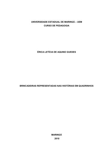 Brincadeiras representadas nas histórias em quadrinhos - DFE - UEM