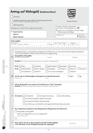 Wohngeldantrag Zum Ausdrucken Pdf