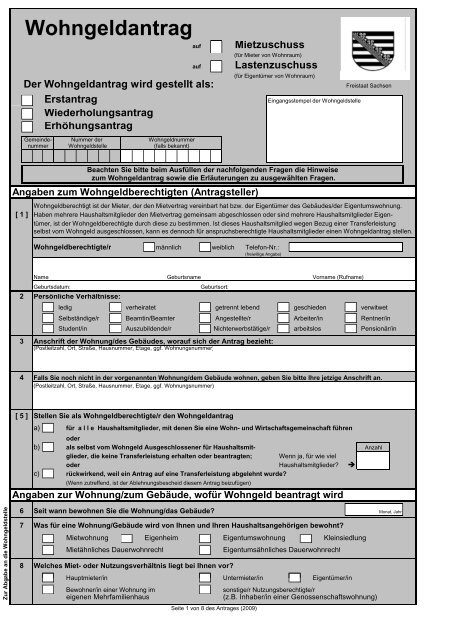 Wohngeldantrag Zum Ausdrucken Pdf