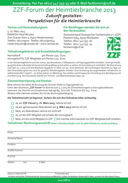 ZZF-Forum der Heimtierbranche 2013 Zukunft gestalten