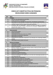 CHECK-LIST COMITÊ DE ÉTICA EM PESQUISA ENVOLVENDO ...