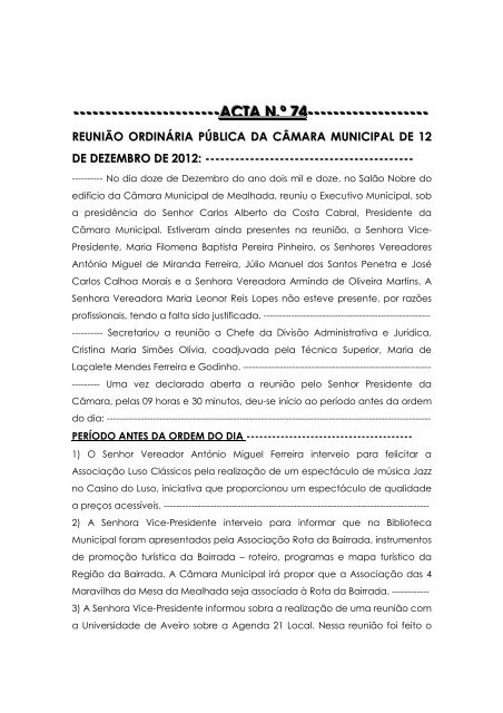 ACTA n.º 74 - Câmara Municipal de Mealhada