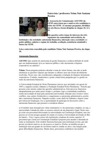 Entrevista / professora Telma Nair Santana Pereira - Uenf