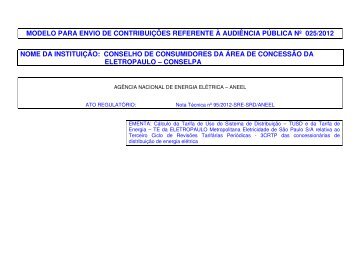 Contribuições CONSELPA Revisão Tarifária - AES Eletropaulo