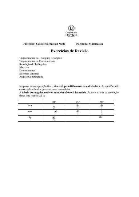 Exercícios de Revisão