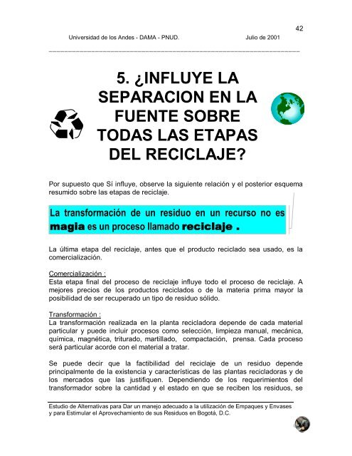Cartilla Reciclaje - Observatorio Ambiental de Bogotá