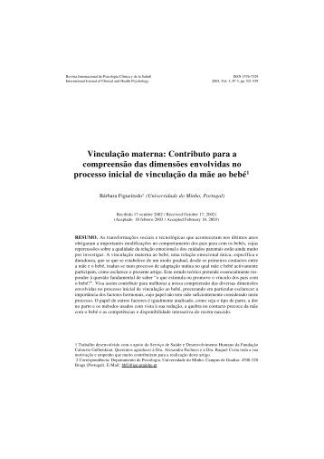 Vinculação materna: Contributo para a compreensão das ...