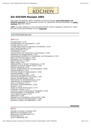 wildeisen.ch - Jahres-Rezeptverzeichnis 2004 (nach Heftausgabe)