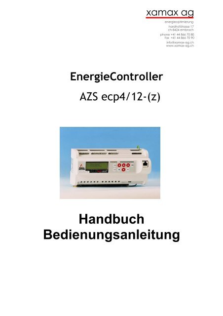 Handbuch Bedienungsanleitung - xamax ag | über xamax