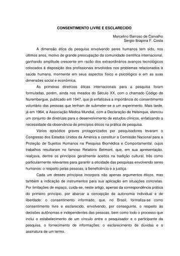 Consentimento Livre e Esclarecido - Sociedade Brasileira de ...