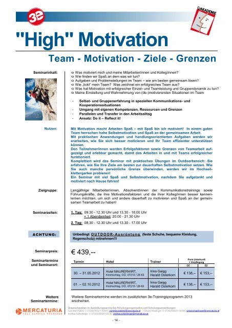 Trainingsprogramm 2012 - 3e AG