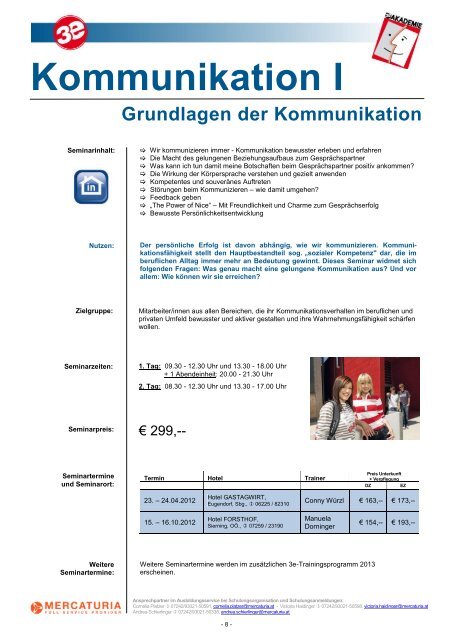 Trainingsprogramm 2012 - 3e AG