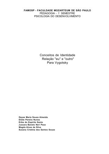 Conceitos de Identidade Relação "eu" e "outro" Para Vygotsky - germe