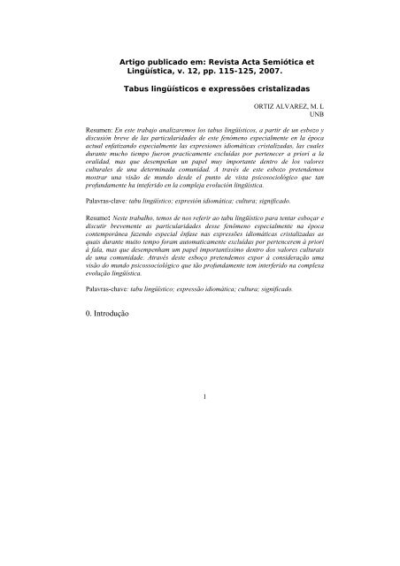 Tabus lingüísticos e expressões cristalizadas - let.unb.br