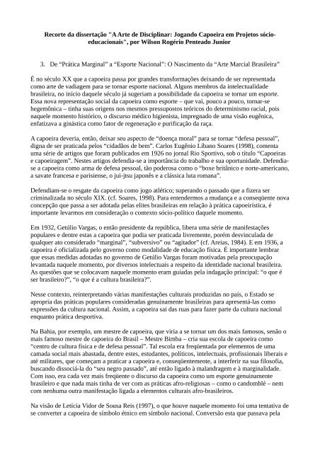 Recorte da dissertação "A Arte de Disciplinar ... - Educação Física