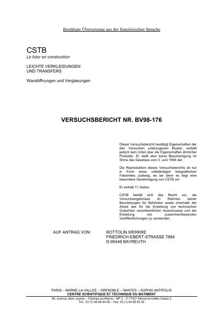 Prüfbericht BV98-176 Bestimmung der UV ... - 3ks profile gmbh