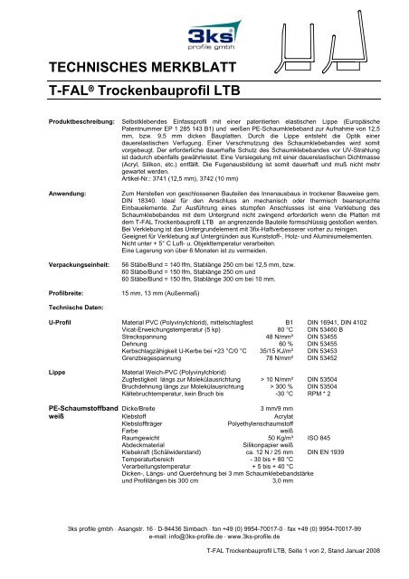 Trockenbauprofil LTB - 3ks profile gmbh