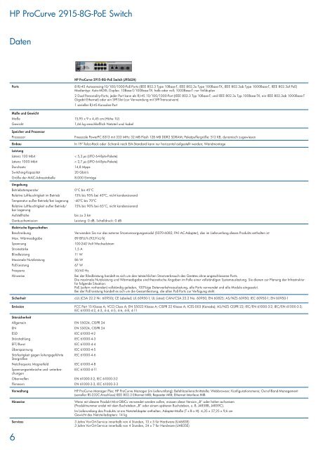 HP ProCurve 2915-8G-PoE Switch - 3KV